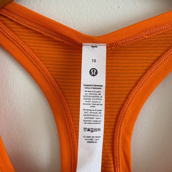 Lululemon Athletic Swiftly Tech RB Tank Top 2.0 Orange NWT Women’s Size 10 - Picture 6 of 7